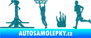 Samolepka Překážkové závody 001 levá OCR Ultra Metalic tyrkysová