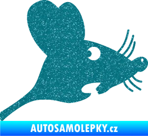 Samolepka Překvapená myš pravá Ultra Metalic tyrkysová