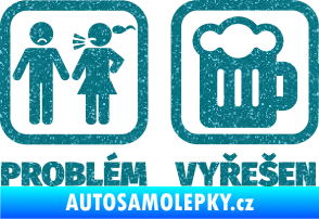 Samolepka Problém? Vyřešen 008 na pivo Ultra Metalic tyrkysová