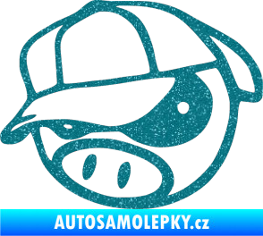Samolepka Rally pig 003 levá Ultra Metalic tyrkysová