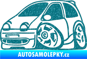 Samolepka Renault Twingo karikatura levá Ultra Metalic tyrkysová