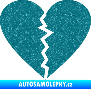 Samolepka Rozbité srdce 001  Ultra Metalic tyrkysová