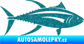 Samolepka Ryba 013 pravá tuňák Ultra Metalic tyrkysová