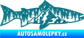 Samolepka Ryba 021 pravá noční rybaření Ultra Metalic tyrkysová