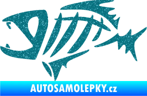 Samolepka Ryba kostra  007 levá Ultra Metalic tyrkysová