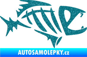 Samolepka Ryba kostra  007 pravá Ultra Metalic tyrkysová