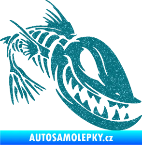 Samolepka Ryba kostra 001 pravá Ultra Metalic tyrkysová