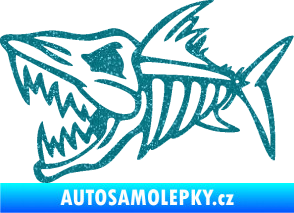 Samolepka Ryba kostra 002 levá Ultra Metalic tyrkysová