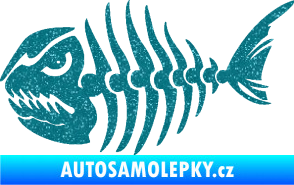 Samolepka Ryba kostra 004 levá Ultra Metalic tyrkysová
