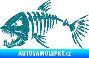 Samolepka Ryba kostra 005 levá Ultra Metalic tyrkysová
