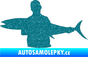 Samolepka Rybář 006 levá Ultra Metalic tyrkysová