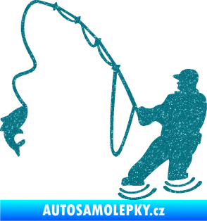 Samolepka Rybář 018 levá Ultra Metalic tyrkysová