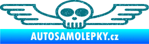 Samolepka Samolepka na zadní sklo 001 lebka s křídly Ultra Metalic tyrkysová