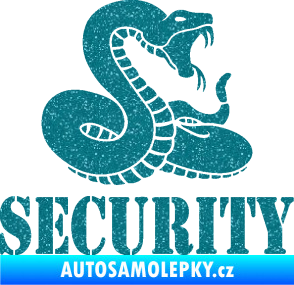 Samolepka Security hlídáno - pravá had Ultra Metalic tyrkysová