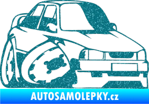 Samolepka Škoda 130 karikatura pravá Ultra Metalic tyrkysová