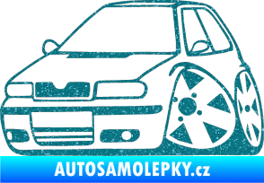 Samolepka Škoda Felicia karikatura levá Ultra Metalic tyrkysová