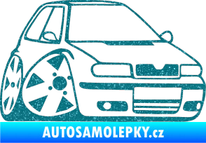 Samolepka Škoda Felicia karikatura pravá Ultra Metalic tyrkysová