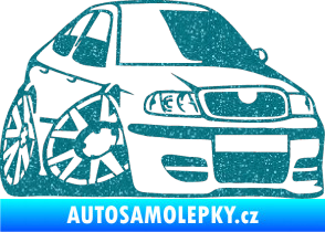 Samolepka Škoda Octavia karikatura pravá Ultra Metalic tyrkysová
