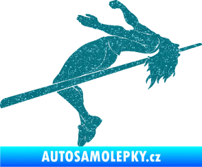 Samolepka Skok do výšky 001 pravá atletika Ultra Metalic tyrkysová