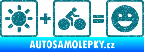 Samolepka Slunce + kolo = veselý smajlík vyjížďka na kole Ultra Metalic tyrkysová