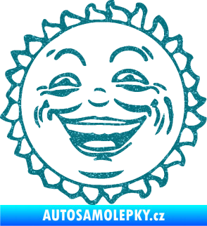 Samolepka Slunce usměvavá tvář Ultra Metalic tyrkysová