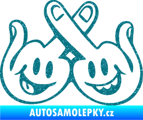 Samolepka Smajlíci f*ck levá Ultra Metalic tyrkysová