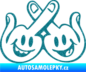Samolepka Smajlíci f*ck pravá Ultra Metalic tyrkysová