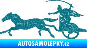 Samolepka Sparťanský bojovník 001 levá bojový vůz s koněm Ultra Metalic tyrkysová