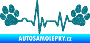 Samolepka Srdeční tep 004 tlapky Ultra Metalic tyrkysová