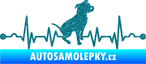 Samolepka Srdeční tep 007 pravá pitbull Ultra Metalic tyrkysová