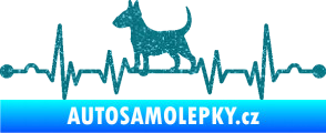 Samolepka Srdeční tep 008 levá pes bulteriér Ultra Metalic tyrkysová