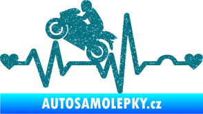 Samolepka Srdeční tep 013 levá motorkář Ultra Metalic tyrkysová