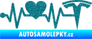 Samolepka Srdeční tep 043 pravá Tesla Ultra Metalic tyrkysová