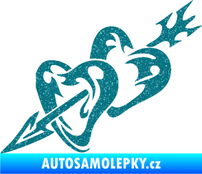 Samolepka Srdíčka 001 levá se šípem Ultra Metalic tyrkysová