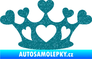 Samolepka Srdíčka korunka Ultra Metalic tyrkysová