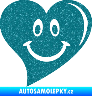 Samolepka Srdíčko 014 pravá s úsměvem Ultra Metalic tyrkysová