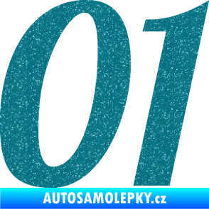 Samolepka Startovní číslo 01 typ 3 Ultra Metalic tyrkysová