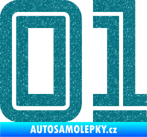 Samolepka Startovní číslo 01 typ 7 Ultra Metalic tyrkysová