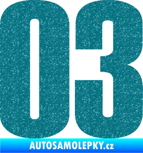 Samolepka Startovní číslo 03 typ 2   Ultra Metalic tyrkysová
