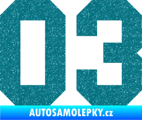 Samolepka Startovní číslo 03 Ultra Metalic tyrkysová