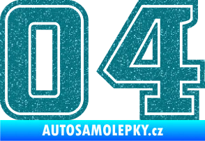Samolepka Startovní číslo 04 typ 5 Ultra Metalic tyrkysová