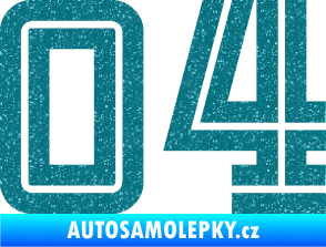 Samolepka Startovní číslo 04 typ 7 Ultra Metalic tyrkysová
