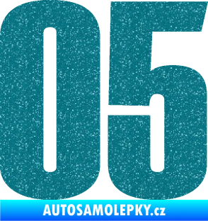 Samolepka Startovní číslo 05 typ 2 Ultra Metalic tyrkysová