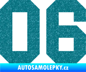 Samolepka Startovní číslo 06 Ultra Metalic tyrkysová