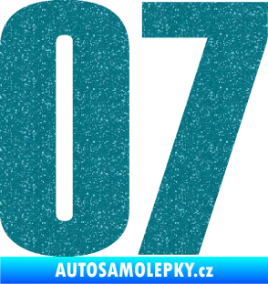 Samolepka Startovní číslo 07 typ 2   Ultra Metalic tyrkysová