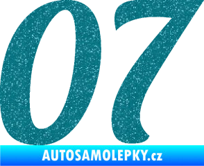 Samolepka Startovní číslo 07 typ 3 Ultra Metalic tyrkysová