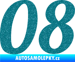 Samolepka Startovní číslo 08 typ 3 Ultra Metalic tyrkysová