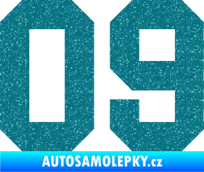 Samolepka Startovní číslo 09 Ultra Metalic tyrkysová