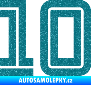 Samolepka Startovní číslo 10 typ 7 Ultra Metalic tyrkysová