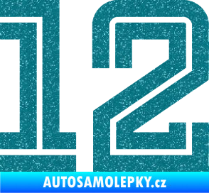 Samolepka Startovní číslo 12 typ 7 Ultra Metalic tyrkysová